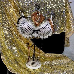 Unique Jewelry Stand, Lingerie Bra with lace.